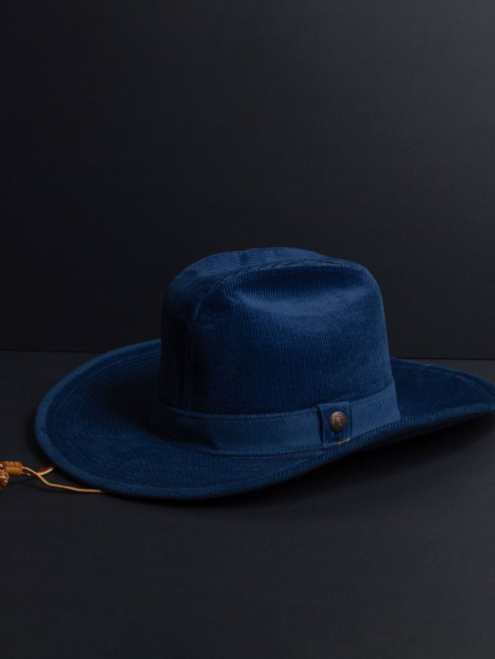 Vintage 70s Levi Blue Corduroy Cowboy Hat Size 7 Western Rodeo Hat Leather strap